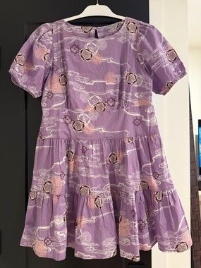 tarte Lavender Floral Tiered Dress with Pink Accents